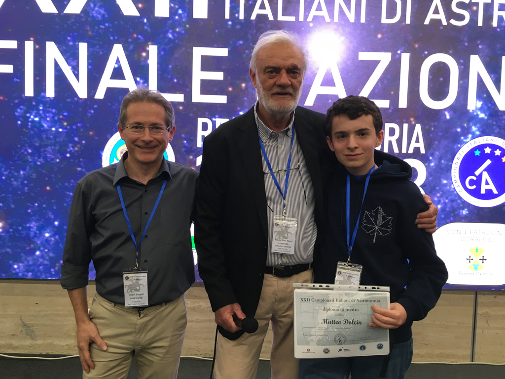 Matteo Dolcin premiato alla finale nazionale dei Campionati Italiani di Astronomia 